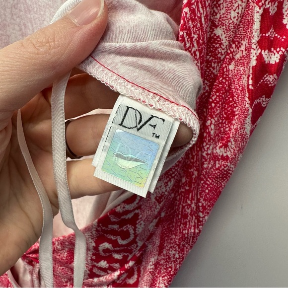 Diane Von Furstenberg DVF Red Pink White Sleeveless Wrap Tie Dress Size 6 - Picture 6 of 12